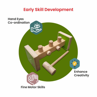 Wooden Rotating Hammer Toy | Pounding Bench Toy for Toddlers Learning & Development