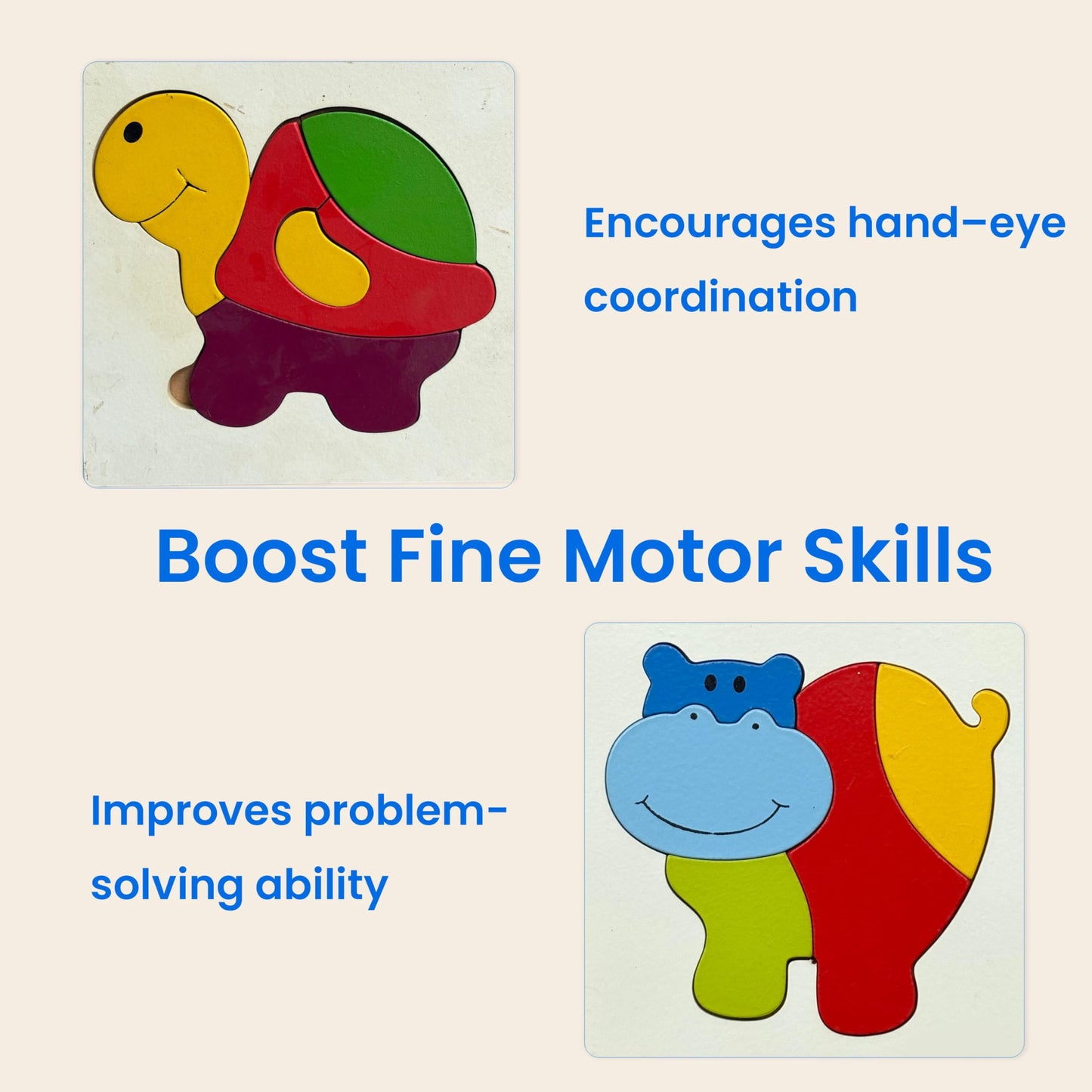 Crucial Minds Toy  Hippo Puzzle Toy 🦛 | Brain Boosting Wooden Learning Game for Kids | Fine Motor & Problem-Solving Skills