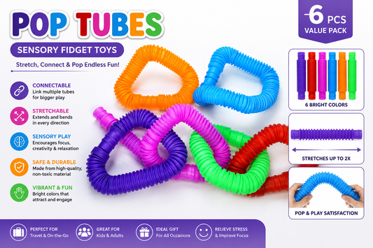 Magic Sensory Pop Tube|Stretch, Twist & Pop Fidget Toy for Kids Stress Relief & Therapy Fun