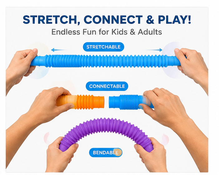 Magic Sensory Pop Tube|Stretch, Twist & Pop Fidget Toy for Kids Stress Relief & Therapy Fun