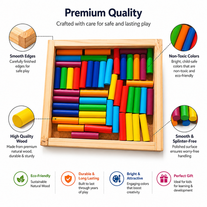 Wooden Peg Board for Kids | Montessori Fine Motor Skills Learning Toy | Educational Activity Board