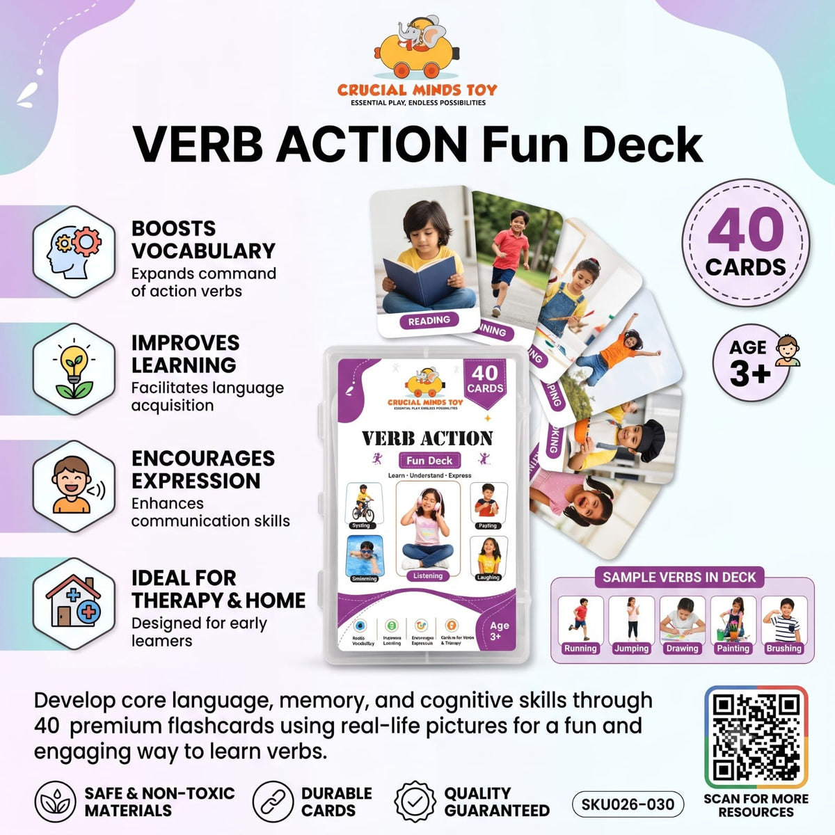 Verb Action Cards for Kids | Action Words & Language Learning Flashcards