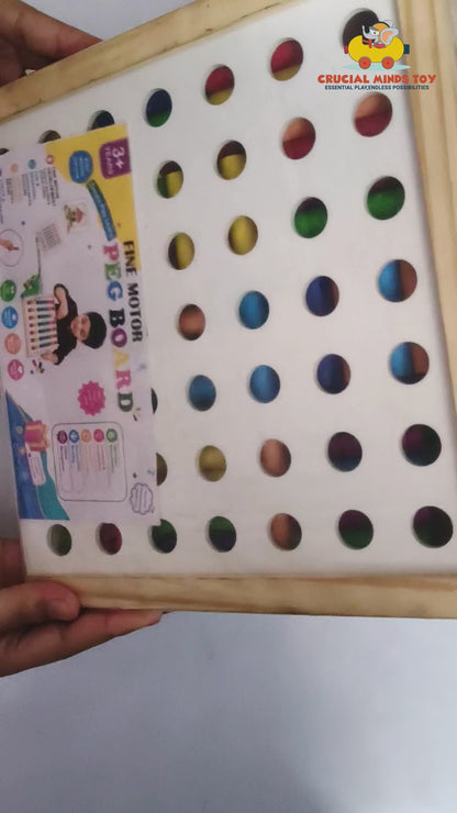 Wooden Peg Board for Kids | Montessori Fine Motor Skills Learning Toy | Educational Activity Board
